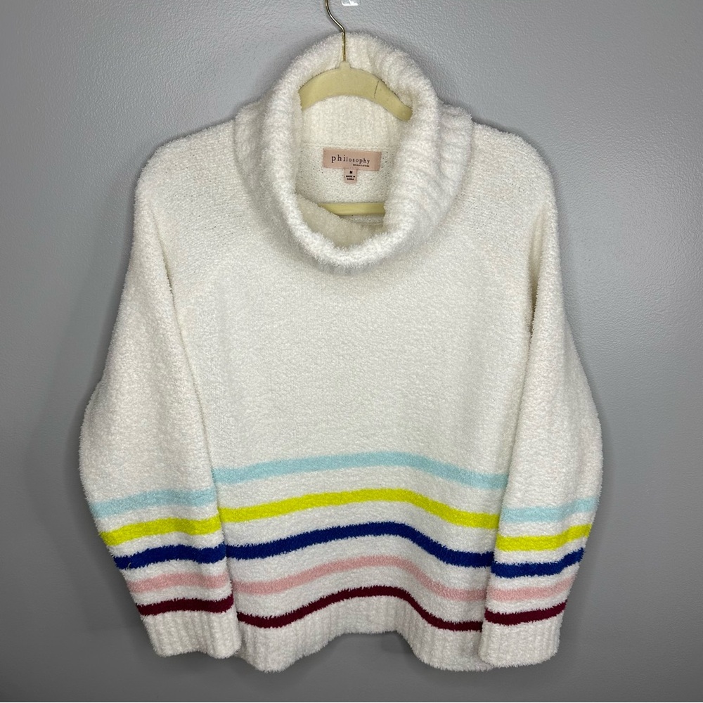 Philosophy Ivory/Stripe Oversized Super Soft Sweater Women's Size Medium